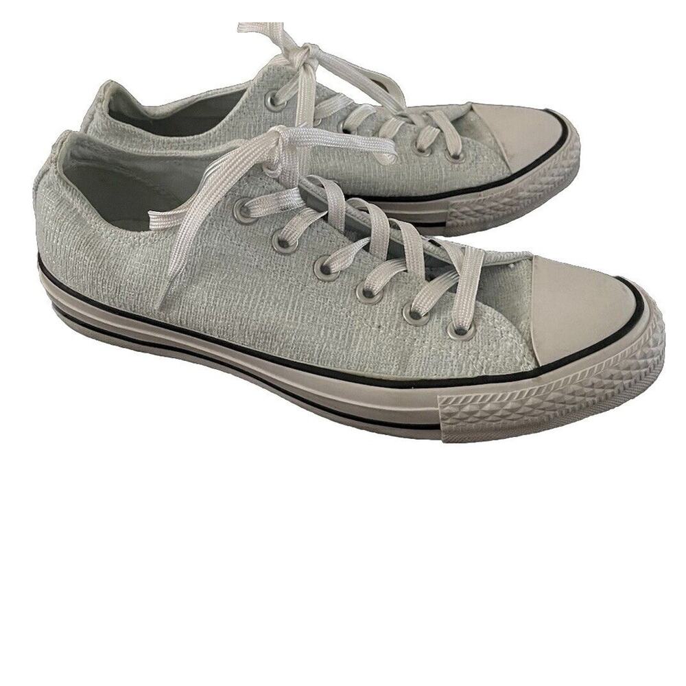 Converse All Star Low Top Light Blue Sparkle Knit Sneakers Shoes Women's Size 9